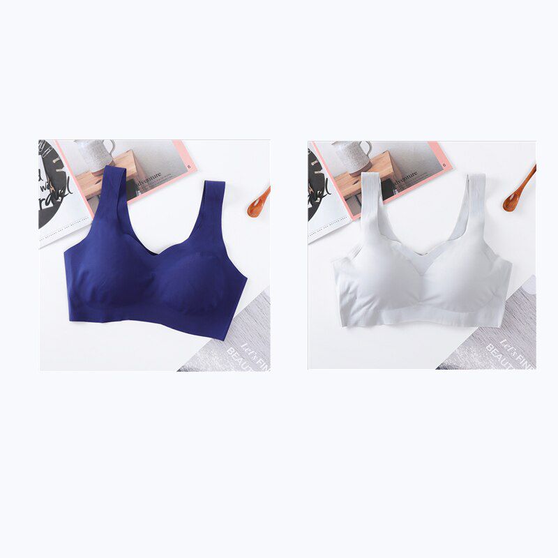 2PCS Ice Silk Bras Seamless Women Soft Thin Push Up Underwear Lingerie Sleep Vest Top Chest Padded Bralette топ женский Bralette