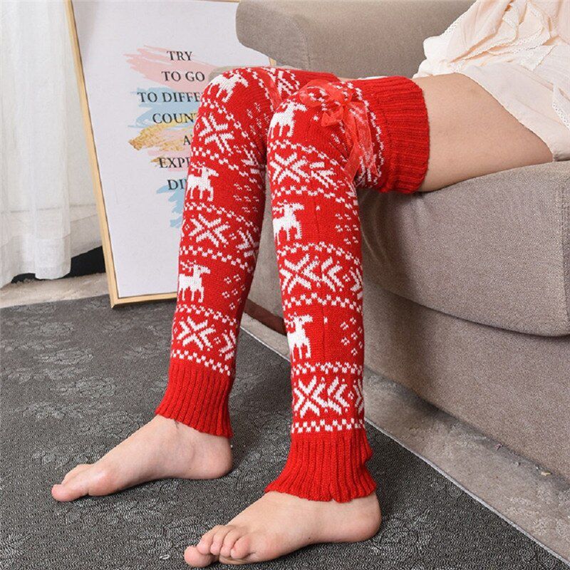 Women Knitted High Over The Knee Socks Lady Lovely Warm Comfortable Thick Long Socks Winter Christmas Stockings Gifts
