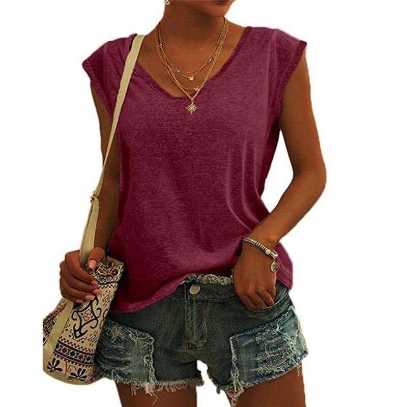Tank Top Women Sleeveless Shirts Summer Streetwear Casual Ladies Loose V Nekc Basic Solid Color Tanks Vest Tops