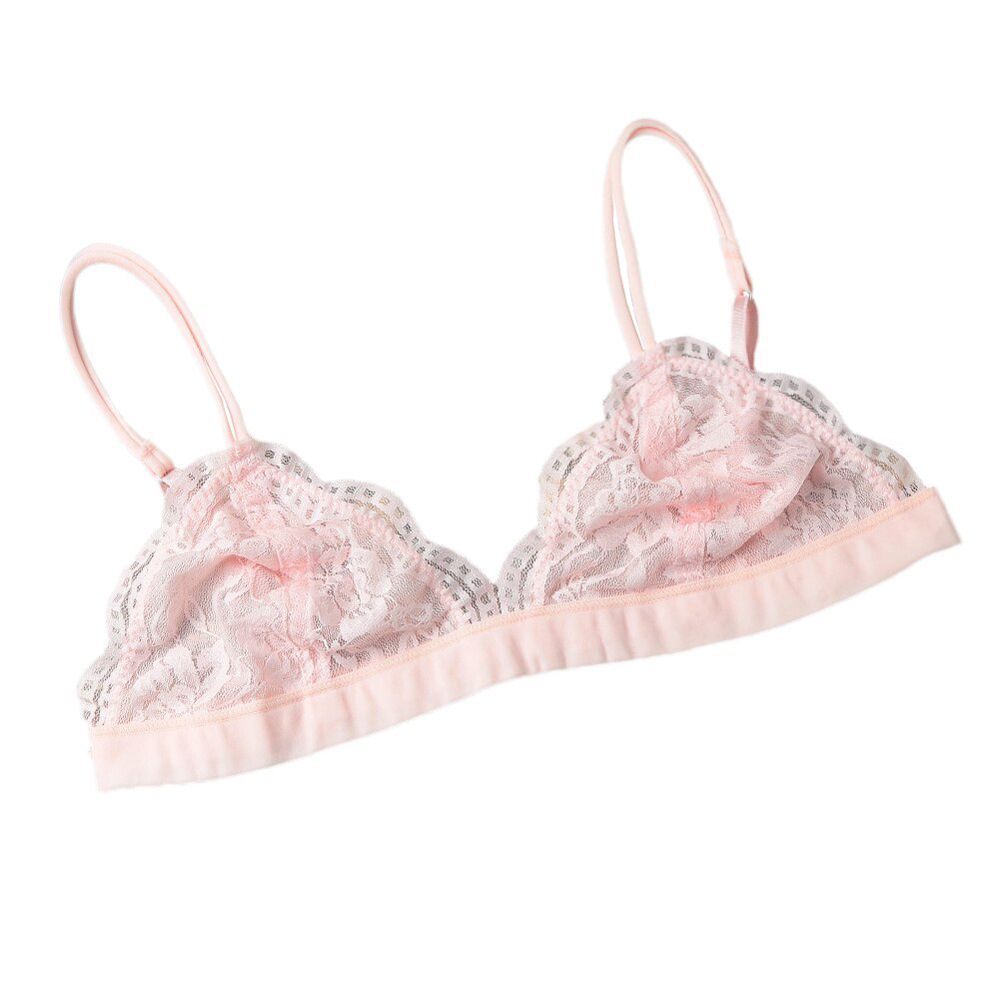 Women  Backless Crop Top Sheer Lace Bras Brassiere Hollow Out Lace Bralette Lingerie Cami Crop Top Black Pink 2019