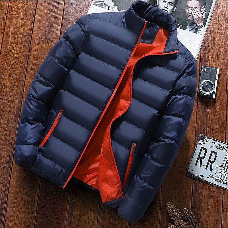 Warm Thick Men Parka Jackets Winter Casual Mens Outwear Coats Solid Stand Collar Male Windbreak Cotton Padded Down Jacket