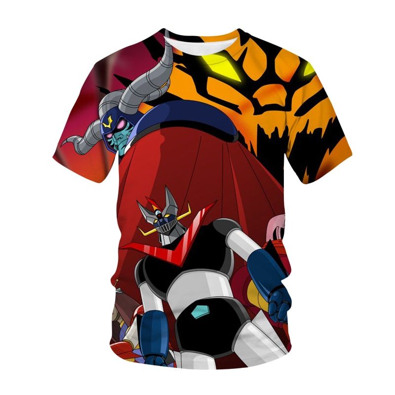 mazinger z anime movie robot streetwear 3d print t-shirt fashion casual t-shirt