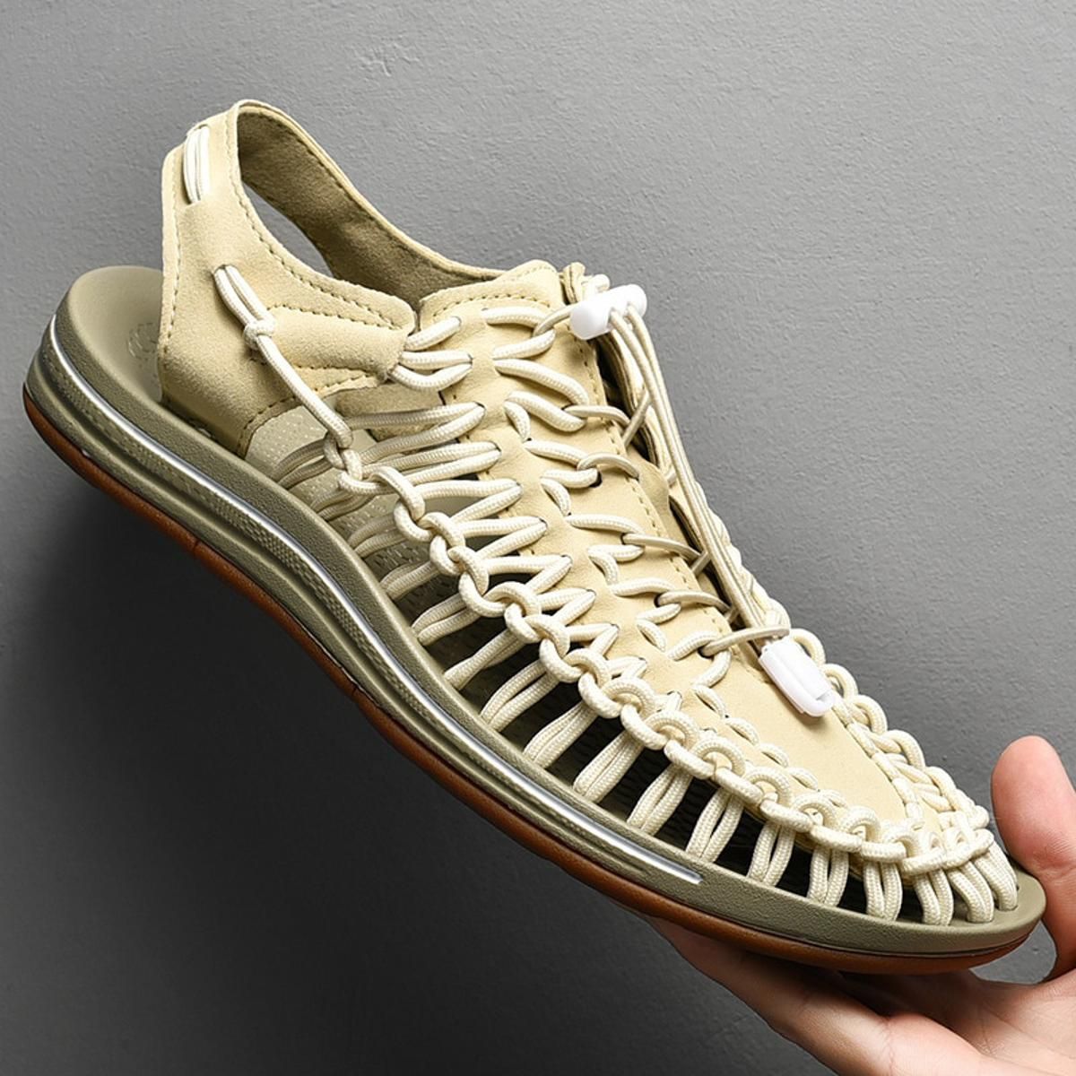 Mens Gladiator Sandals Summer High Quality Handmade Weave Men's Shoes Slip-On Outdoor Casual Beach Men Sandals Sneakers Flat