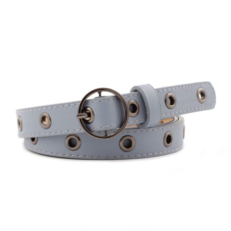 Loldeal 1.8x106cm New Fashionable Korean All-Match Round Buckle Imitation Leather Belt Ladies Personality Simple Round Pin Buckle Jeans Belt