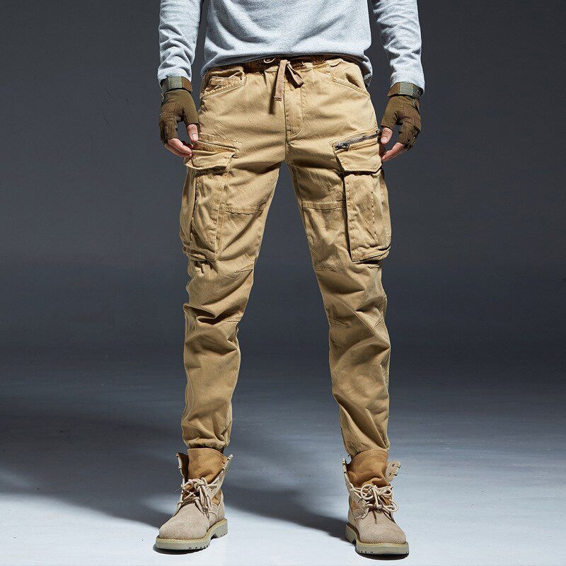 ICPANS Ankle Length Cargo Pants Men Joggers Elastic Waist Zipper Many ckets Black   Pants Streetwear Fashion