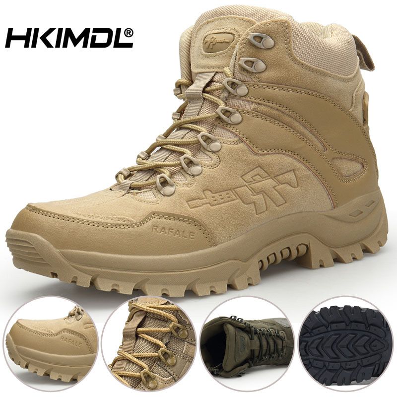 Men High Quality Leather Safety Work Boots Waterproof Tooling Shoes Lelaki Kerja & Kasut But Keselamatan Wearable Field Boots No steel head