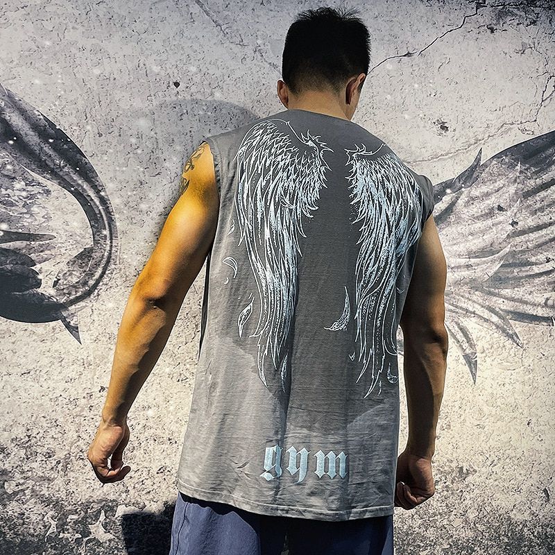 Men TaTops Sleeveless Muscle Shirts Broad Shoulders Gym Fitness Workout Top Tees for Men