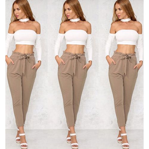Women High Waist Elastic Harem Pants Casual Chffion OL Lady Ankle Length Capris Trouser Women Clothing Pencil Pants
