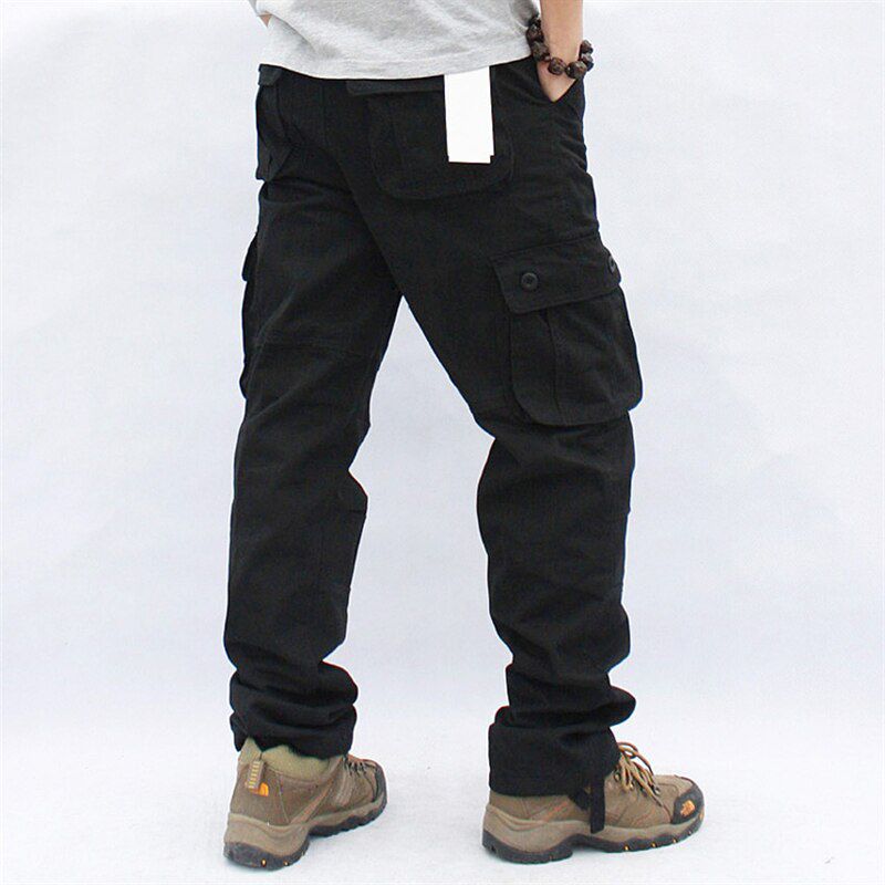 Cargo Pants Men Sixckets Tactical  Straight Slacks Pants Overalls Zipper Casual Cotton Trousers Men Clothing