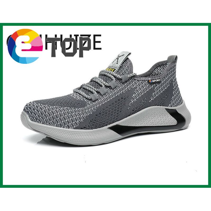 Work safety shoes men's summer flying woven steel toe cap safety shoes men's breathable deodorant work boots