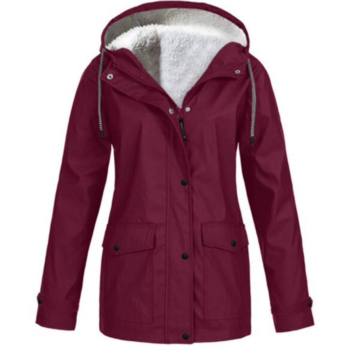 Women's Solid Rain Jacket Outdoor Hiking Hoodie Waterproof WindProof Long Coat Femme Warm Outwear Plus Size Women Clothing