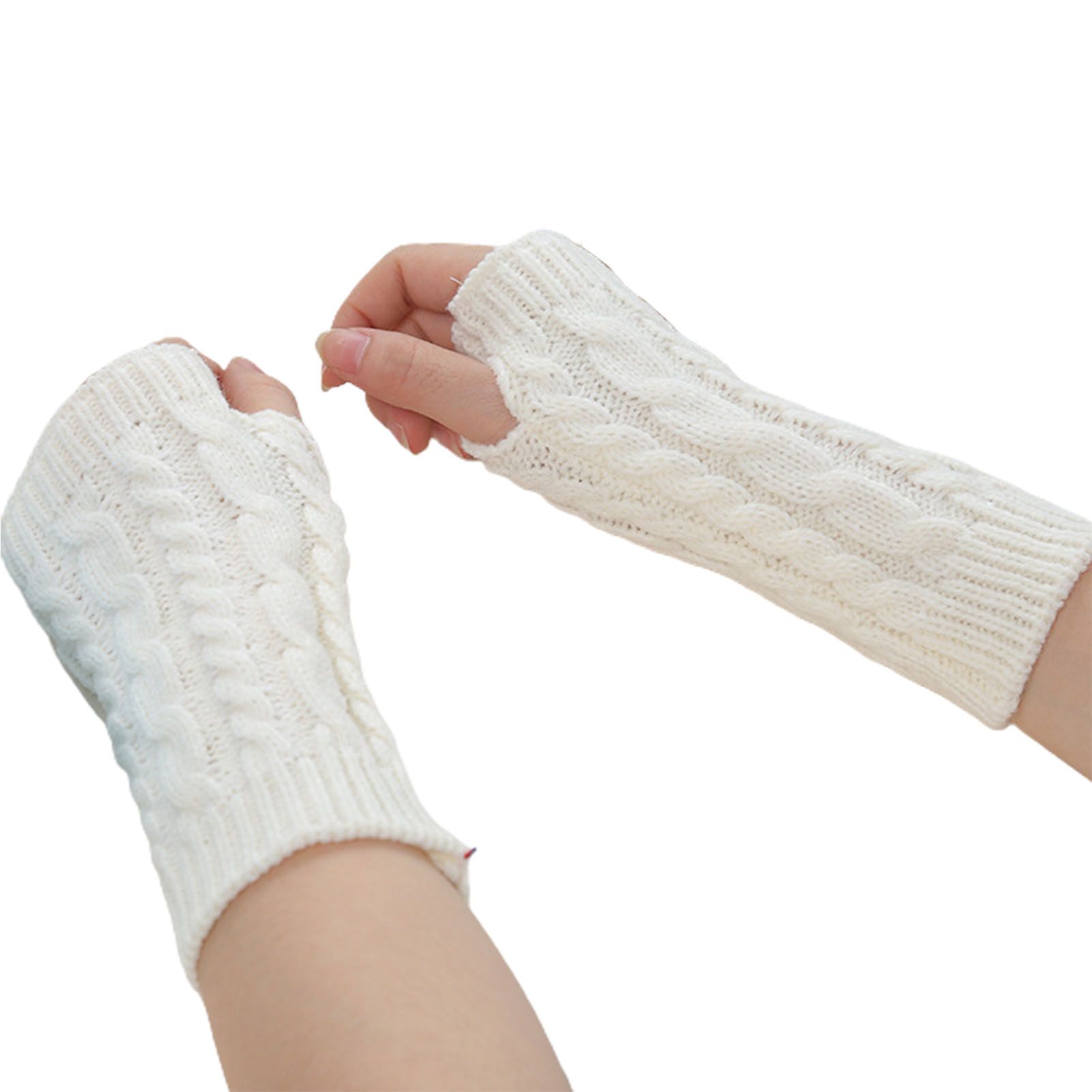 Winter Arm Gloves Pure Color Twist Pattern Winter Arm Gloves