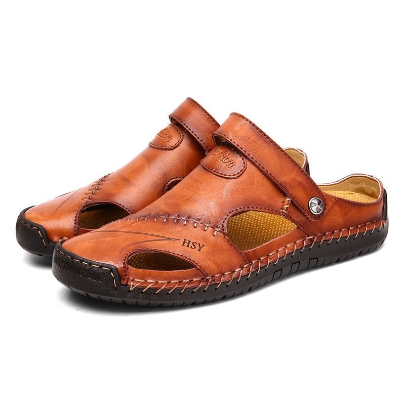 2021Beach Roman Sandals Men Sandals Sandals Slippers Bohemia Hot Classic Summer Men's Sandals  Leather Soft Breathable Sh