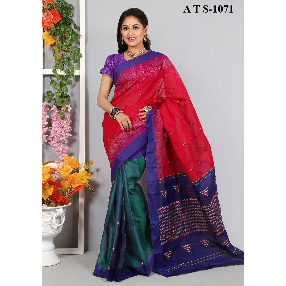 Multicolor Masliace Cotton Saree with Running Blouse Piece for Women (from Tangail)