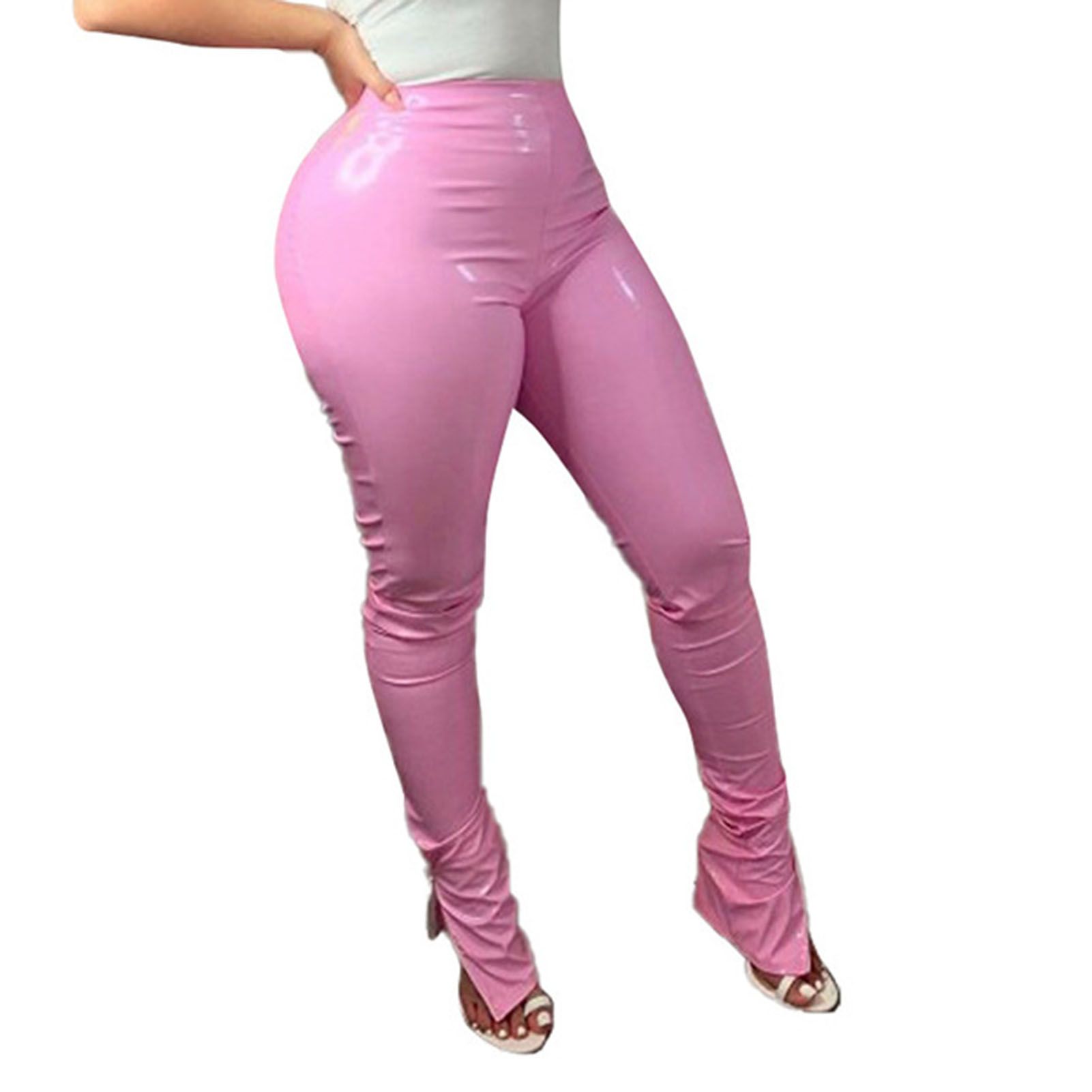 Pencil Trousers Elastic Solid Color High Waist Women Pants