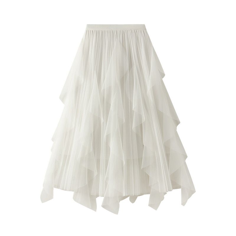 Tulle Long Maxi Skirt Women Fashion Korean Cute Pink High Waist Pleated Skirt Mesh Female Lady Aesthetic Faldas for girls