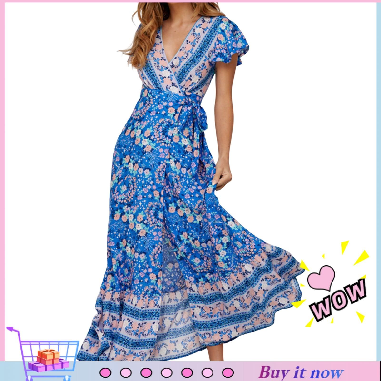 Casual Dress Charming Irregular Short Sleeve Slim Long Dress