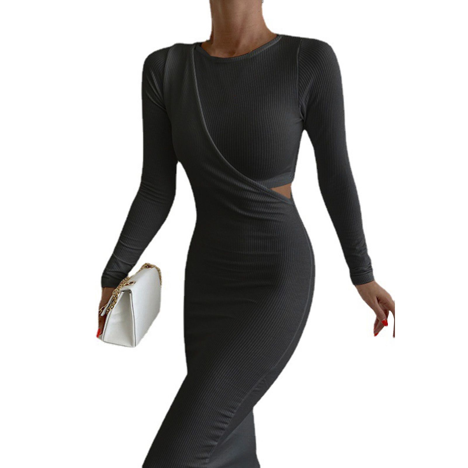 Lady Dress Long Sleeve O Neck Spg Dress