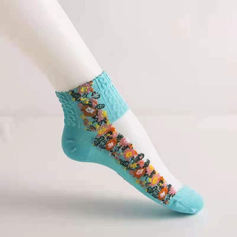 Socks with net and full embroidered work socks for woman ( FREE SIZE)