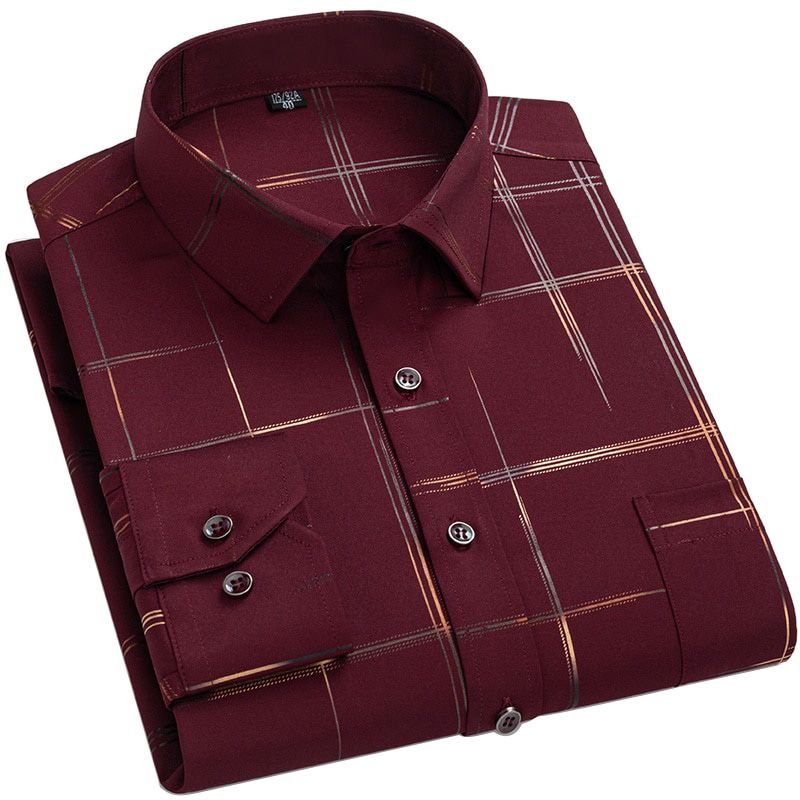 Aoliwen Autumn New Printed Black Long Sleeve Casual Shirts For Men Wrinkle Resistant Casual And Comfortable Bronzing Shirts