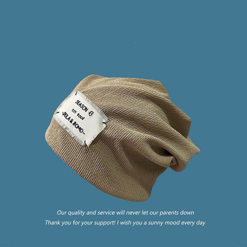 Fashion Streetwear Beanie Women‘s Hats Thin Autumn Letter Applique Slouchy Female Baggy Cap hop Skull Caps Black
