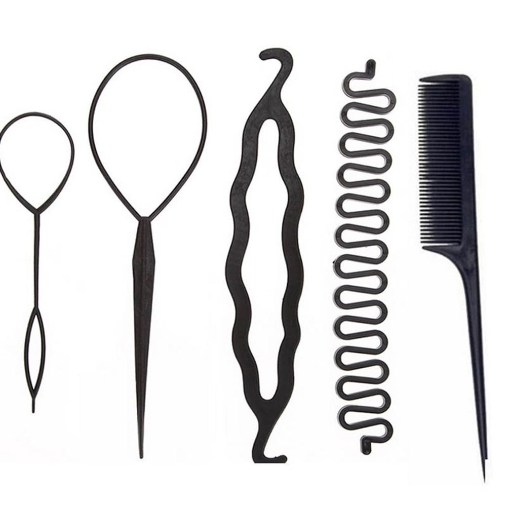 5Pcs Women Pull Hair Hook Needle Stick Fishtail Coil Comb Hairstyling Tools
