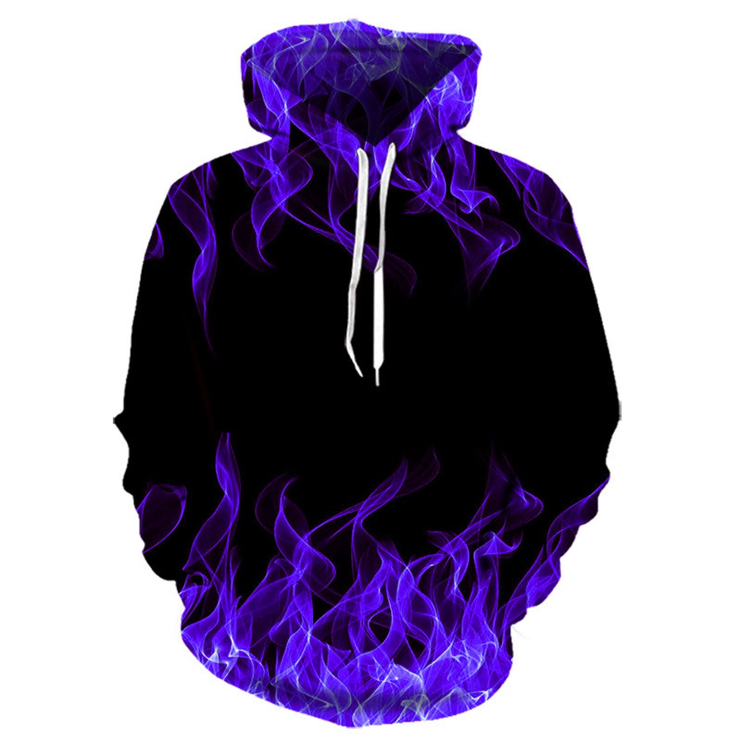 Couple Sweatshirt Hooded Digital Fire Printed Pockets Sweatshirt