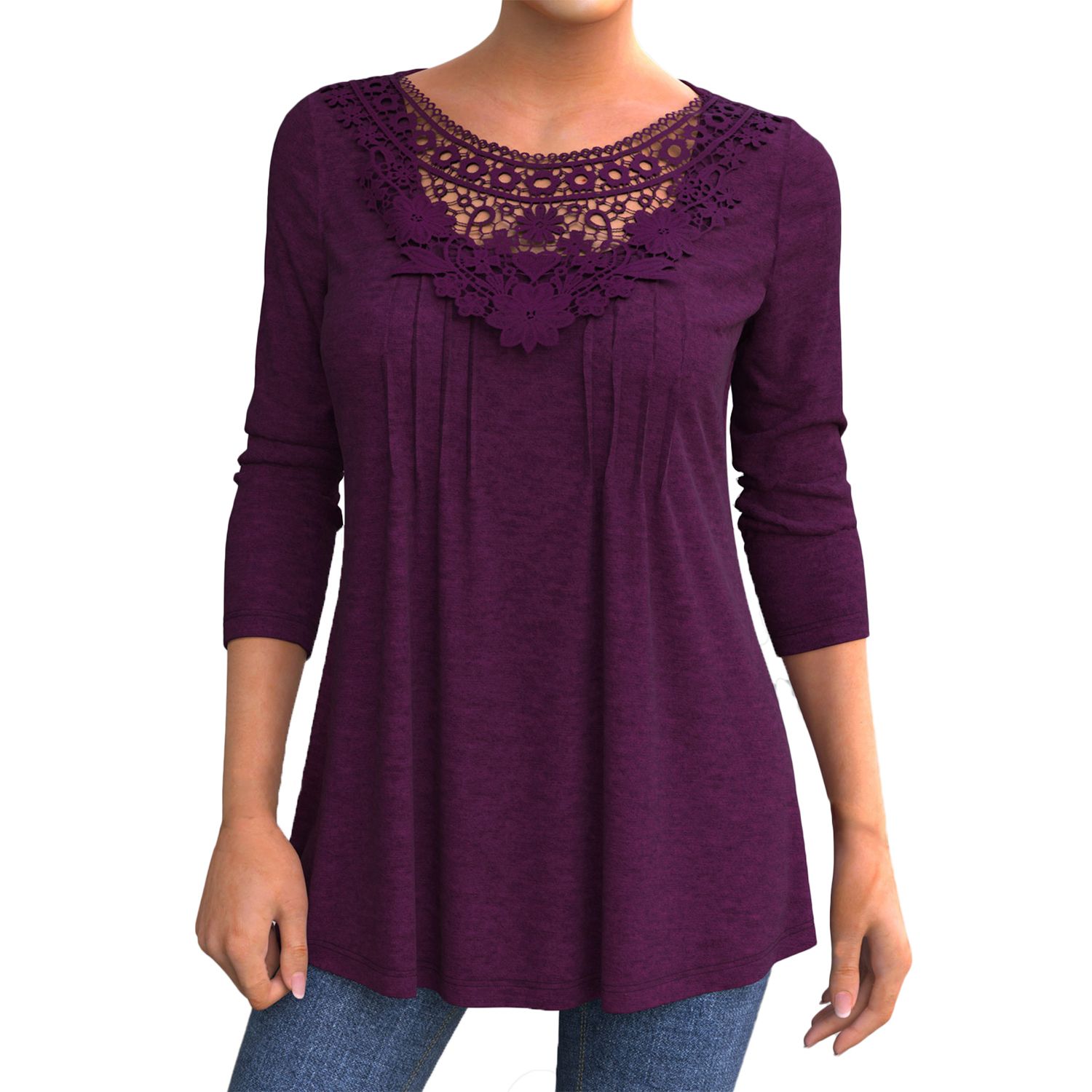 Women Tops Lace Stitching Warm Women T-shirt Tops