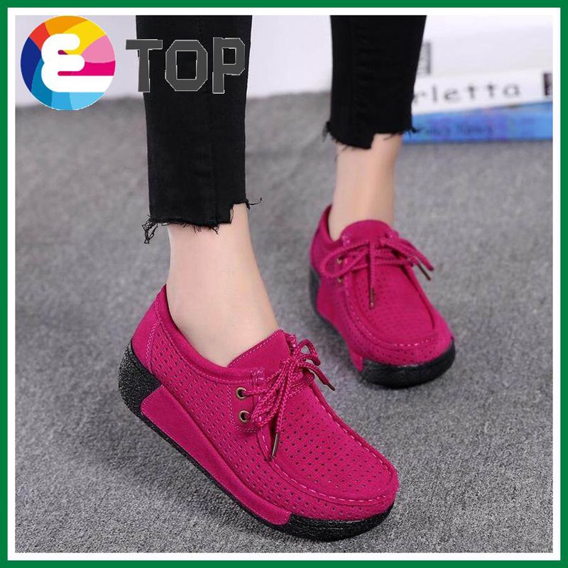 Leather Casual Shoes Women Loafers Shoes Platform Flats Sneakers Women Lace Up Thick Bottom Platform Shoes For Women