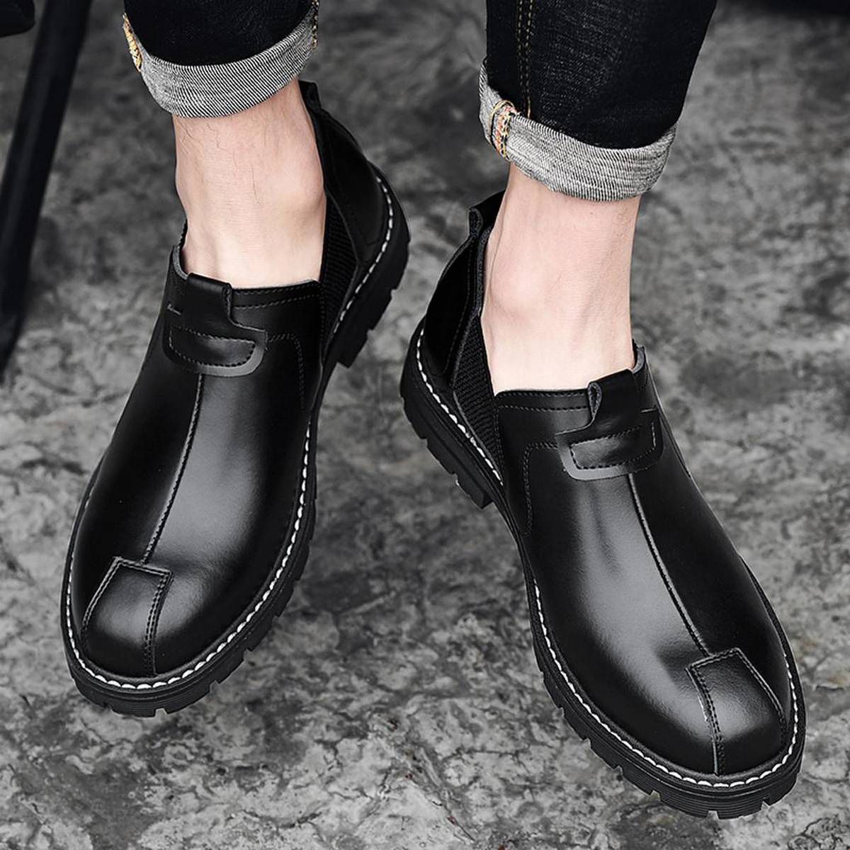 ◎New Style◎Men's Lace-Up Ankle Bare Boots Couple's Square Heel Casual Short Booties