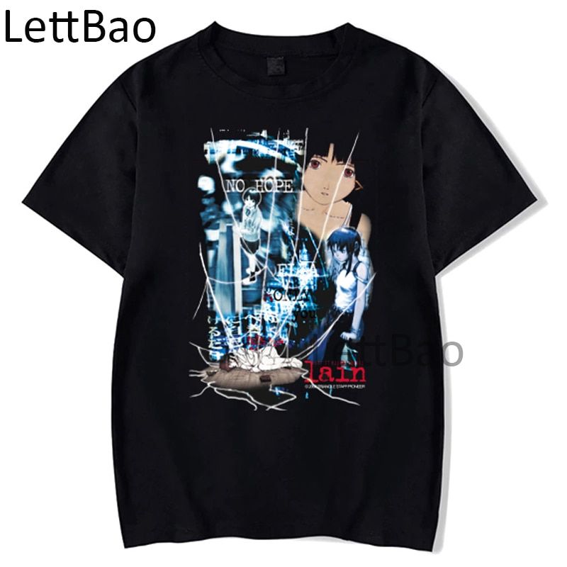 Serial Experiments Lain Tshirt Funny Anime Comfortable Harajuku Streetwear Men Women T Shirt Anime Casual Short Sleeve T-shirts