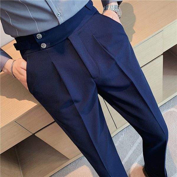 Men's Suit Pants Formal Pants High Quality Solid Color Business Fashion Casual Slim Fit Ankle Trouser Men's Clothing Dress Pants