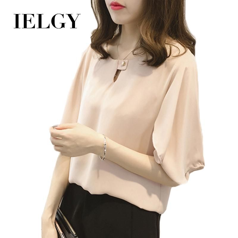 IELGY Loose slim short-sleeved t-shirt top female chiffon shirt