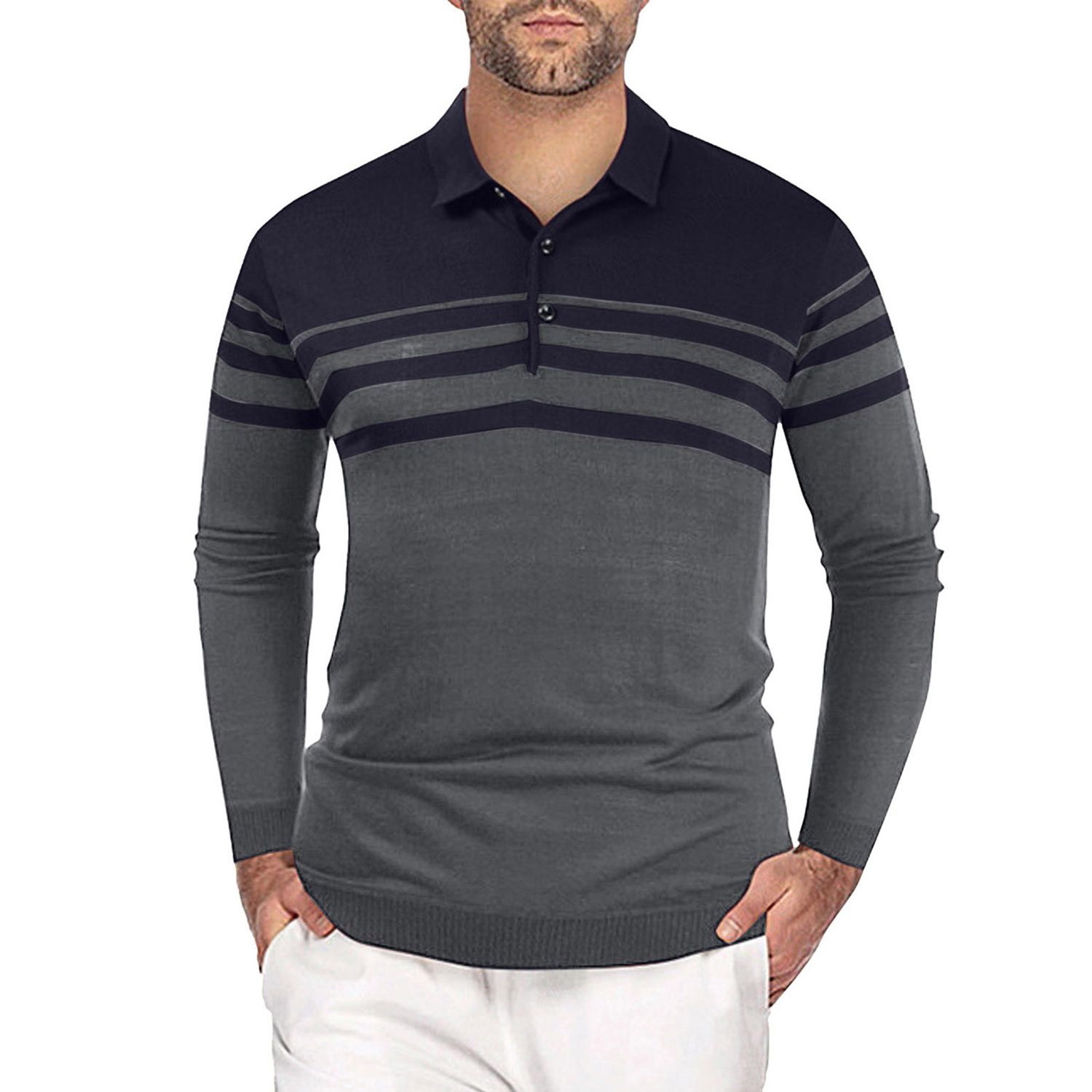 Men Sweater Turn-down Collar Soft Spring Sweater