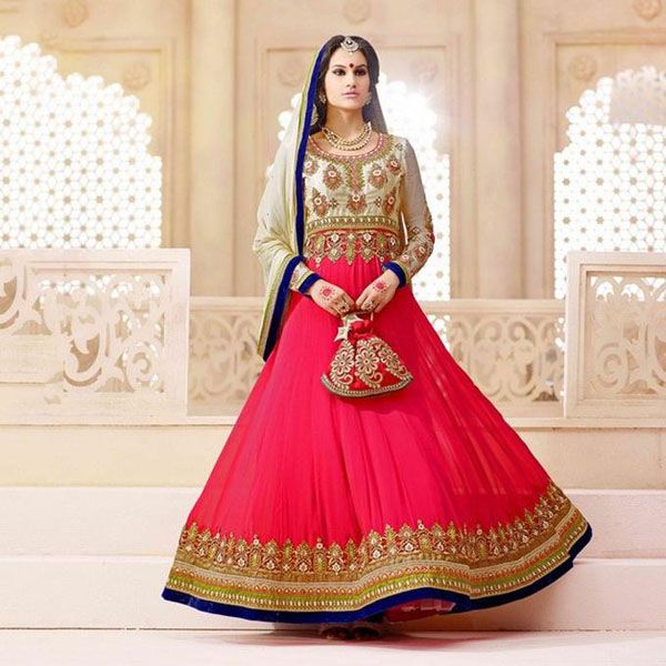 Coral Georgette Semi Stitched Anarkali for Women