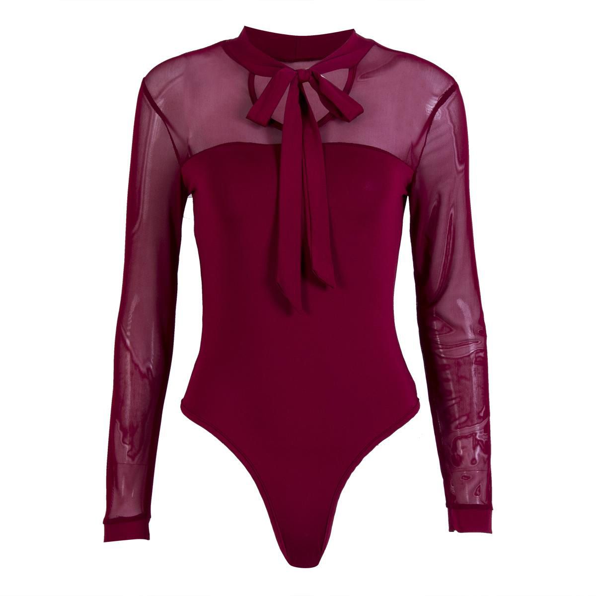 Women Ladies Bodysuit Stretch Leotard Long Sleeve Body Tops T shirt Jumpsuit