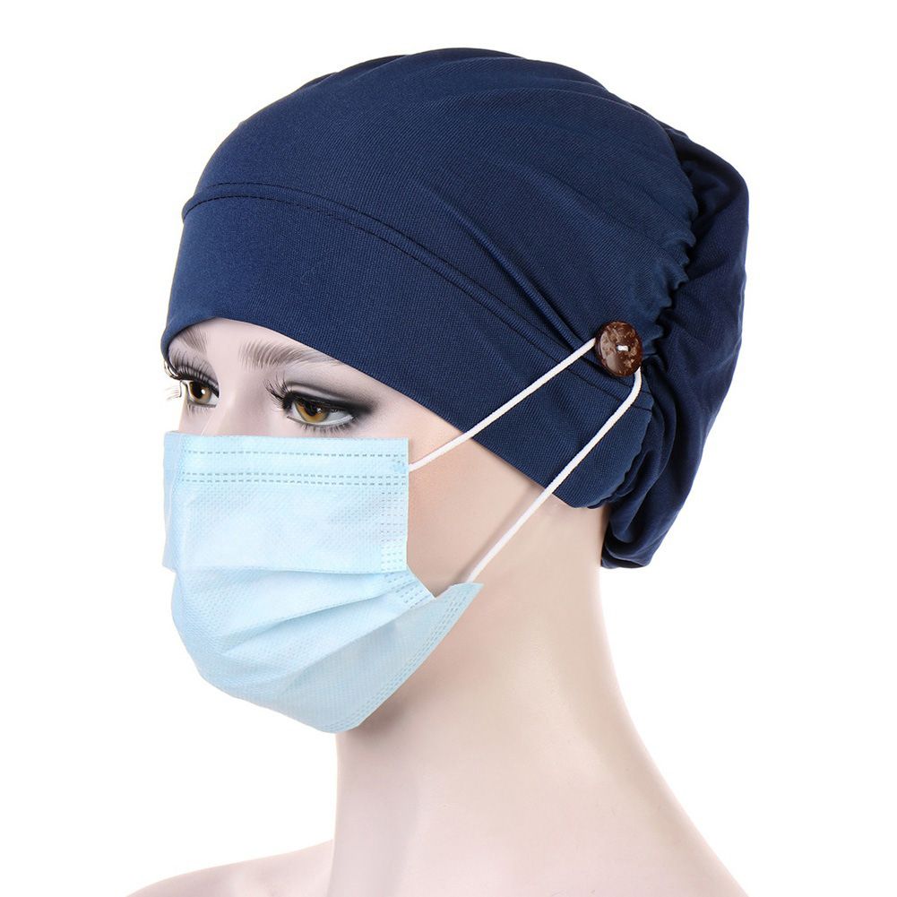 【ALLGOOD】Women Nurses Doctor Button Headband Cap Turban Heawrap Protect Your Ears  Hat