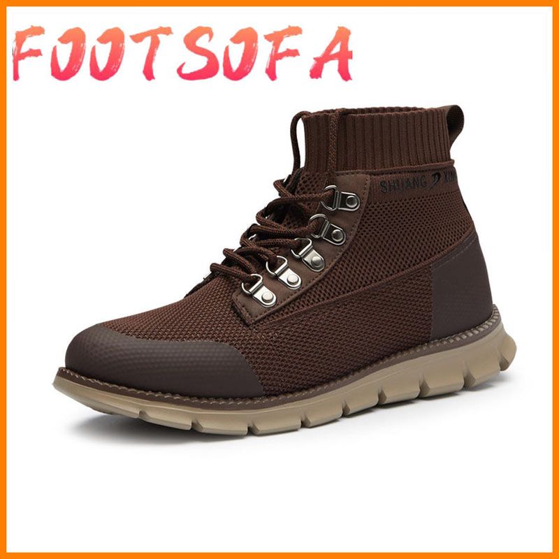 Men's Casual Boot Flying Woven Man Martin Work Bota High Top Warm Ankle Boot Spring Autumn Outdoor Walking Brogue Shoes 48