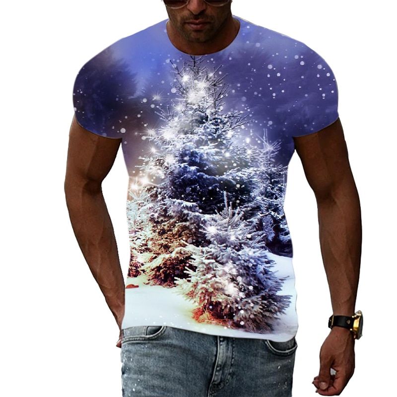 3D Men Christmas Snow Scene graphic t shirts Fashion Casual Interesting Holiday Costumes  Hop Harajuku Print T-shirts