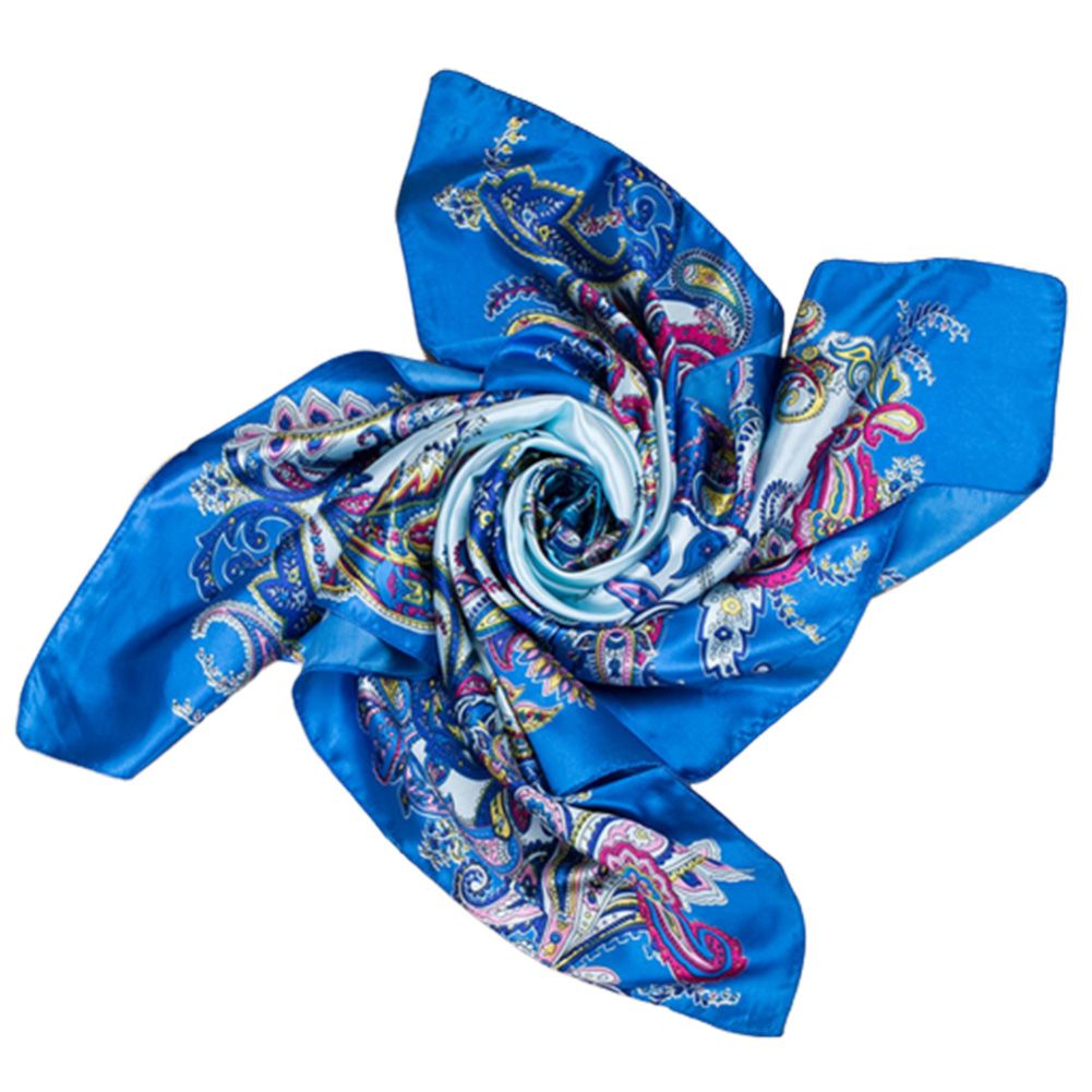 90x90cm Square Towel Imitated Silk Fabric Women Flower Print Head Wrap Scarf
