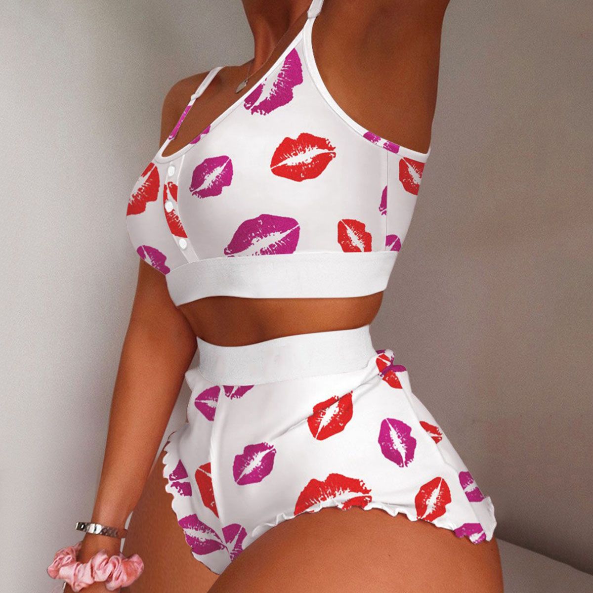 Print Pajama Set Summer y Sleepwear Pyjamas Women Plus Size 2 Piece Home Suit Loungewear Lingerie Pijamas Nightie