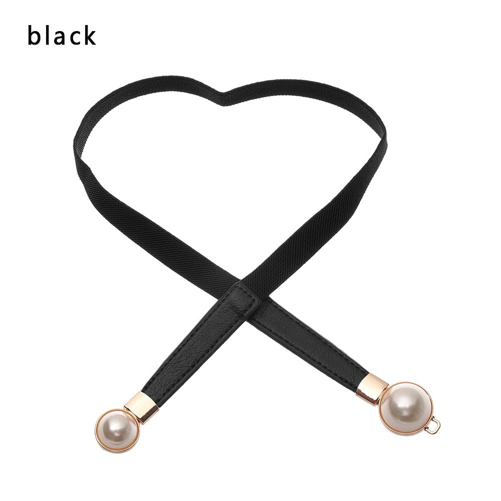 1PC Pearl Elastic Women Waist Belts PU Leather Belt Simulated Dress Skirt Belt Decoration Fashion Thin Sweet Girls Gifts Female