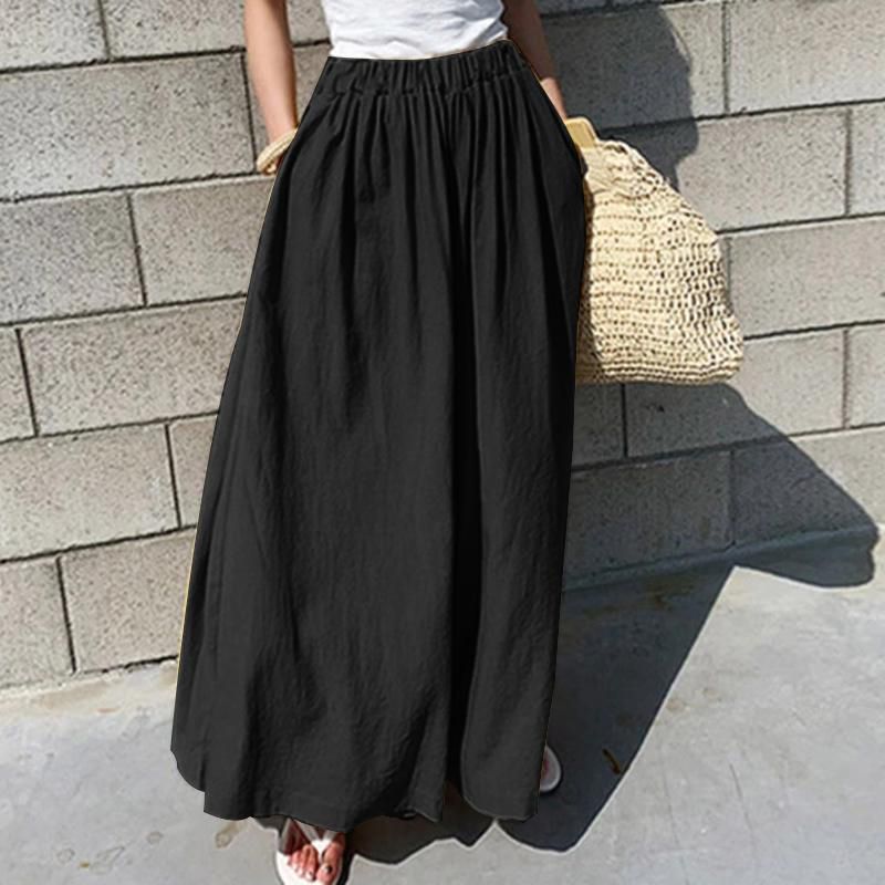 Oversized Women Wide Leg Pants Fashion Female Casual Elastic Waist Trousers Office Lady Loose Pockets Streetwear