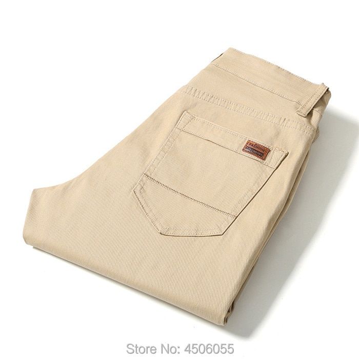 Pants Men Business Straight Cotton Trousers Stretch Man Elastic Slim Fit Casual Big Plus Size 42 44 46 Black Khaki Red Blue Pant