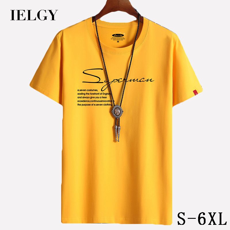 IELGY Men's summer short-sleeved t-shirt casual brand trend with a large size shirt bottoming shirt
