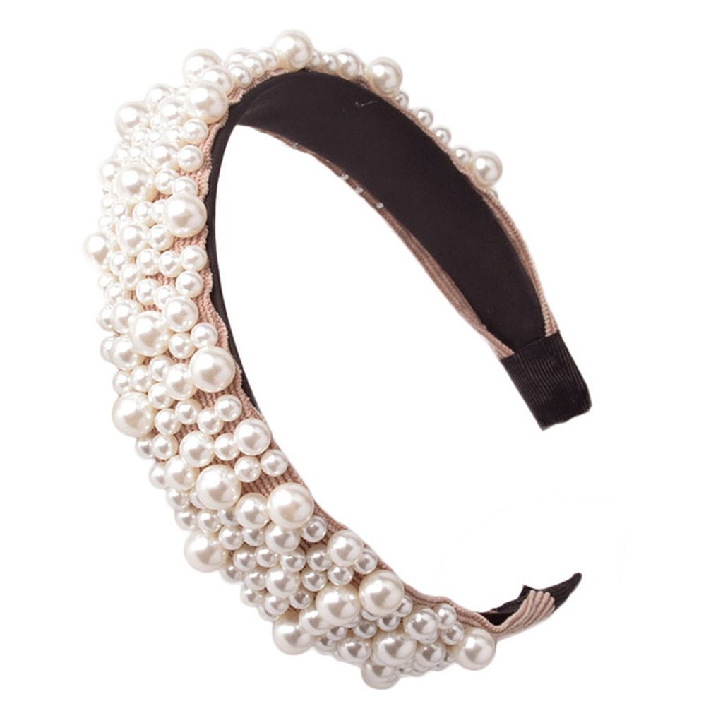 【BestGO】Ladies Simple Luxury Full Pearl Pearl Decor Fashion HandmaHair Band Pearl Headband Hair Accessories Headwear