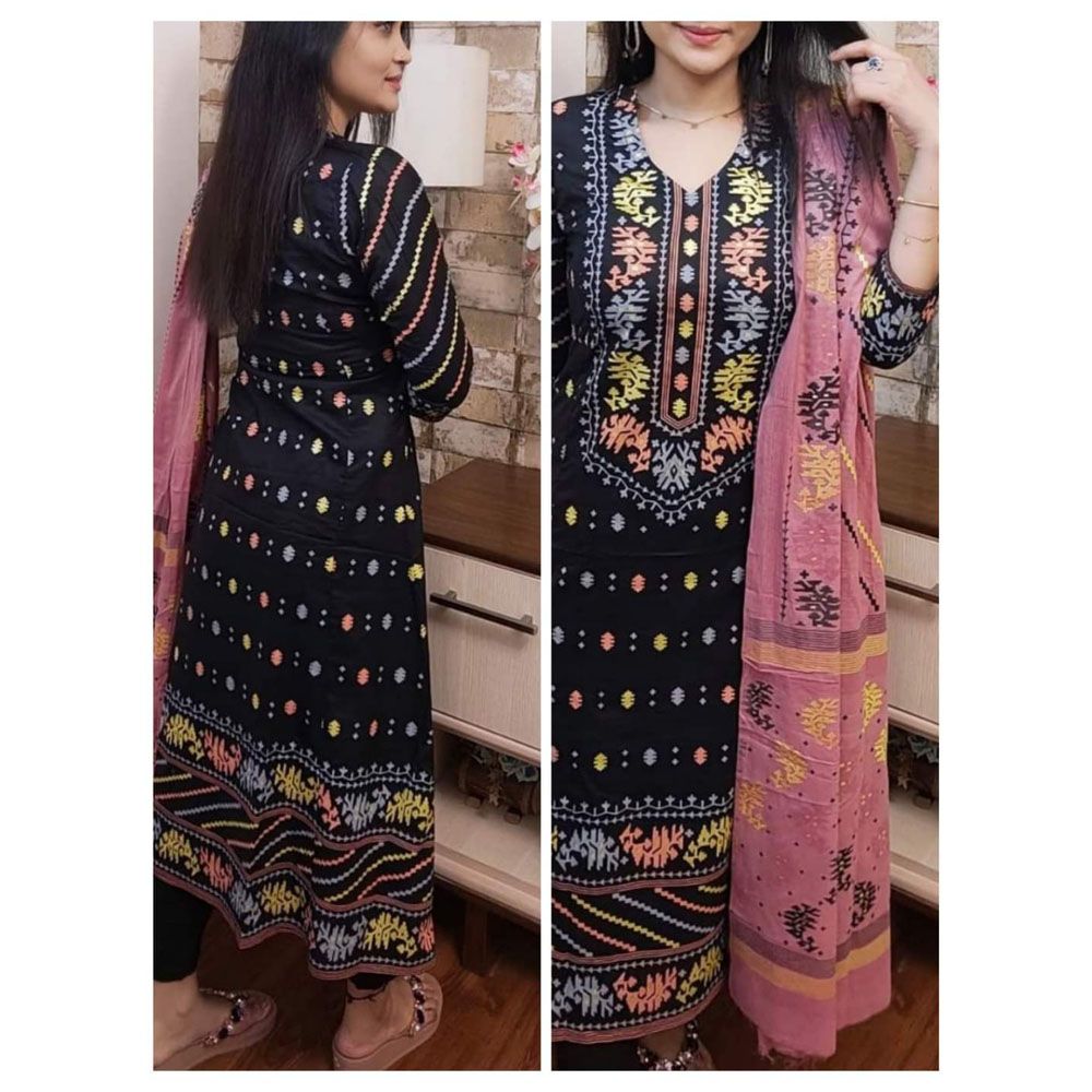 Unstitched Cotton Digital Printed Salwar Kameez for Women - 3 Pieces