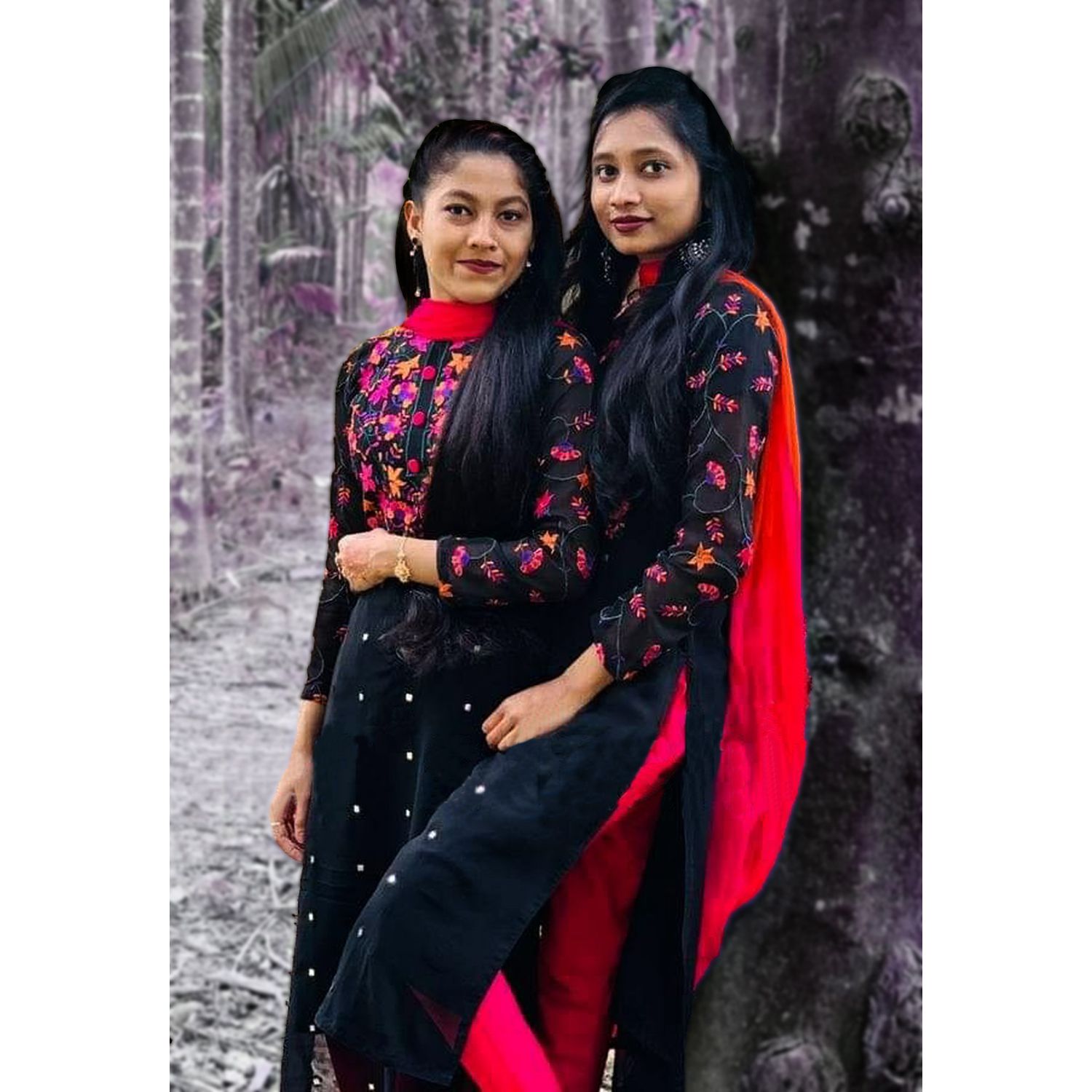 Georgette/Jorjet Embroidery Work Salwar Kameez For Women [3 Piece]-Black Color