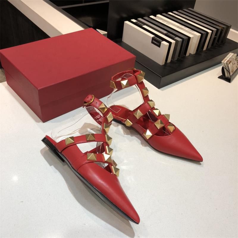 Women Sandals Hot Summer Sandals High Heels Rivet Women Shoes Shoes Woman Pointe Toe Sandals Woman Leather