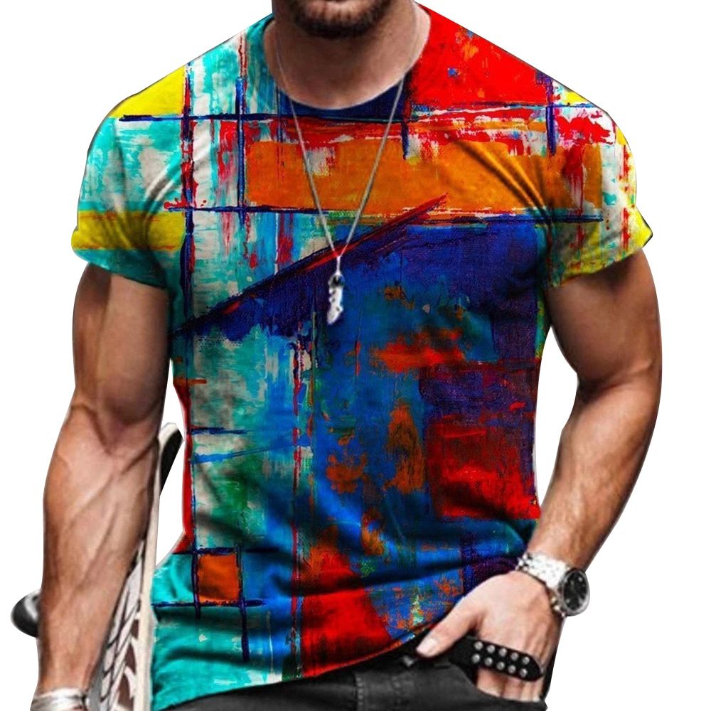 Men's Vintage Oversized Short Sleeve T Shirts 2021 Summer Harajuku Ethnic Style 3D Print O Collared Graphic T-Shirt Men Clothing